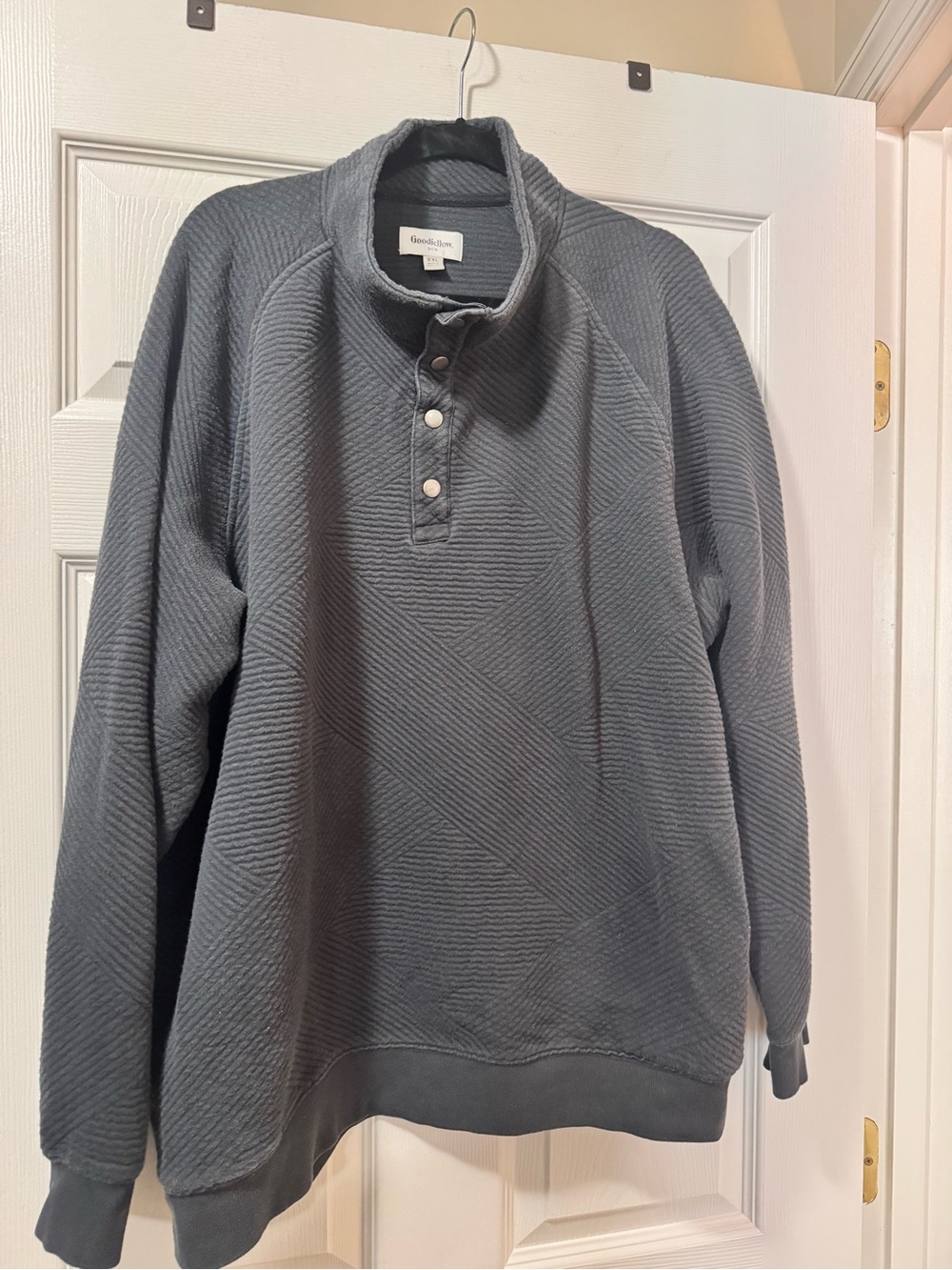 Goodfellow & Co Men’s Navy Textured Henley Crewneck Sweater
